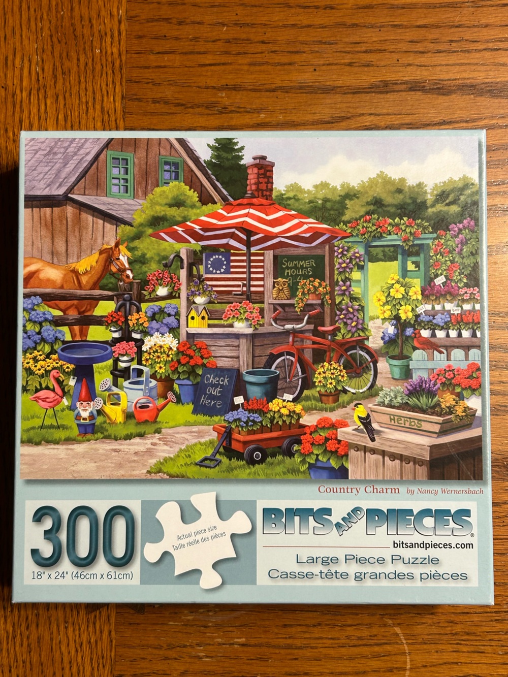 Bits and Pieces "Country Charm" 300-Piece Jigsaw Puzzle - Colorful Garden Scene